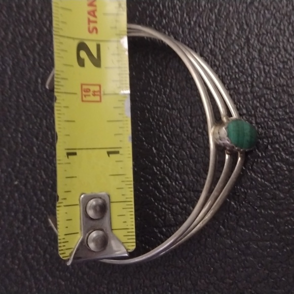 Pair Malachite shell Crystal stone Alpaca Silver bracelet Cuff - Picture 5 of 13